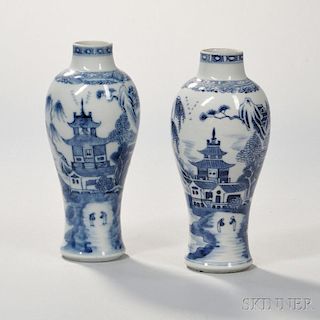 Two Blue and White Export Porcelain Vases