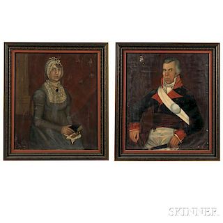 James Brown (Massachusetts, act. 1806-1808), Pair of Portraits of General William Towner and His Wife Lurana Chadwick Towner, of Willia