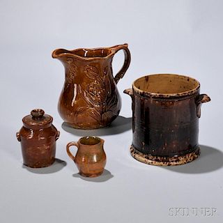 Two Bennington Pottery and Two Redware Items