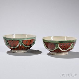 Two Mocha-decorated Creamware Bowls