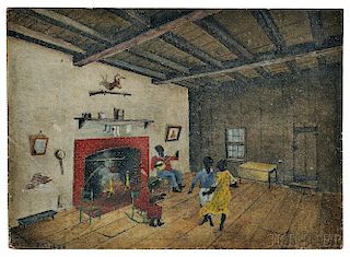 American School, 19th Century      African Americans in a Cottage Interior