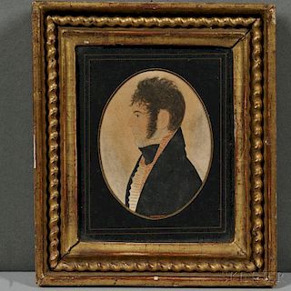 Rufus Porter (Connecticut/Massachusetts, 1792-1884)      Profile Portrait of a Sylvester Norton, of Suffield, Connecticut