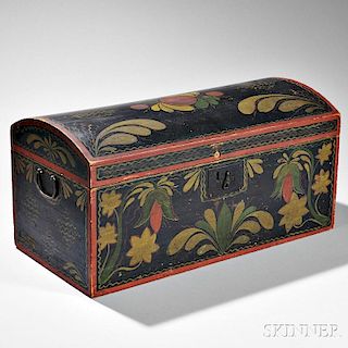 Paint-decorated Pine Dome-top Trunk