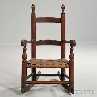 Red-painted Child's Slat-back Rocking Chair