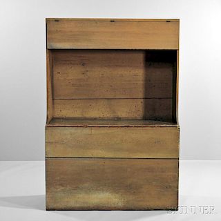 Shaker Yellow/Brown-painted Wood Box with Covered Shelf