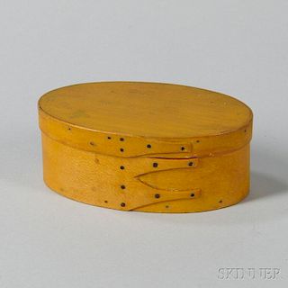 Small Yellow-painted Maple, Pine, and Cherry Shaker Box