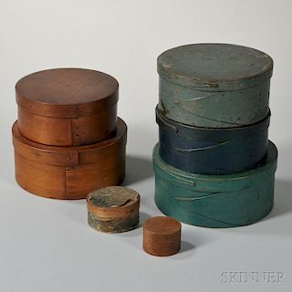 Seven Round Covered Pantry Boxes