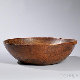 Large Carved Ash Burl Bowl