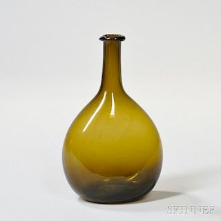 Blown Olive Glass Flask