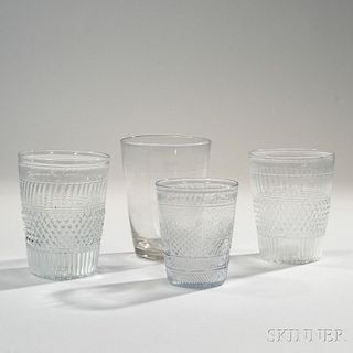 One Free-blown and Three Mold-blown Tumblers