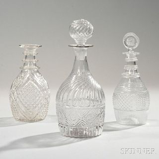 Three Mold-blown Decanters