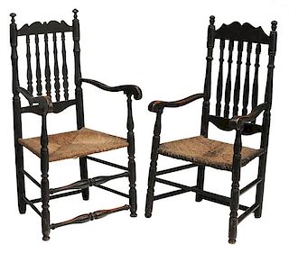 Two Early American Black-Painted