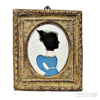 Hollow-cut Silhouette of a Lady in a Blue Dress