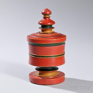 Polychrome Painted and Turned Covered Spice Jar
