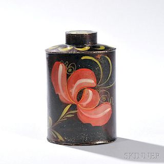Painted Tinware Tea Canister