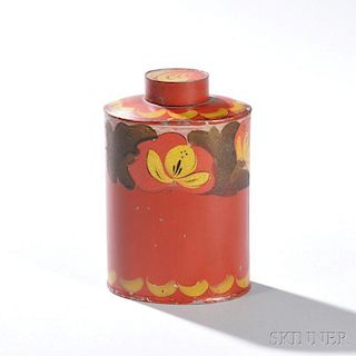 Red-painted Tinware Tea Canister