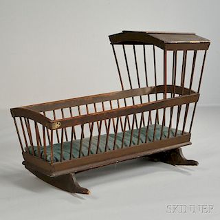 Brown-painted Windsor Cradle