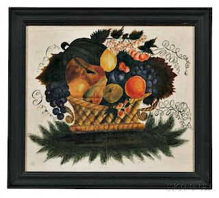Watercolor Basket of Fruit Theorem on Velvet