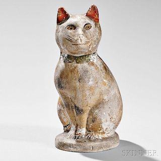 Chalkware Figure of a Seated Cat