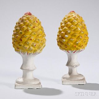Pair of Chalkware Pinecone Ornaments