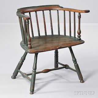 Green-painted Low-back Windsor Armchair