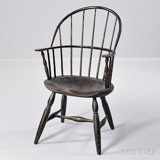 Brown-stained Sack-back Windsor Armchair