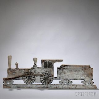 Carved and Painted Pine Locomotive Weathervane