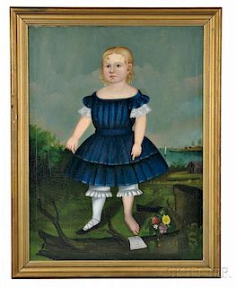 American School, Early 19th Century      Portrait of a Blonde Girl in a Blue Dress