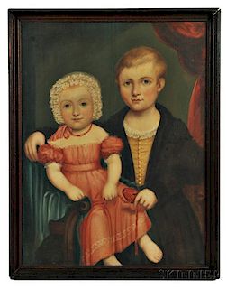 American School, 19th Century      Portrait of a Brother and Sister