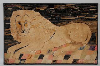 Large Hooked Rug of a Lion
