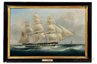 William John Huggins (United Kingdom, 1781-1845)      Portrait of the Seringapatam  , Pioneer Ship of Green's Black Wall Line