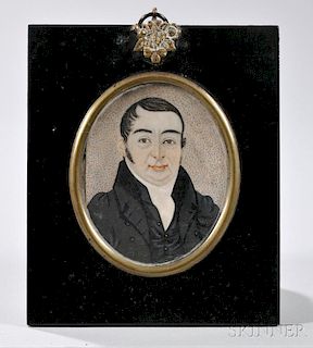 Watercolor Miniature of a Gentleman, Possibly Josiah Lyttleton