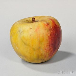 Large Carved and Painted Stone Apple