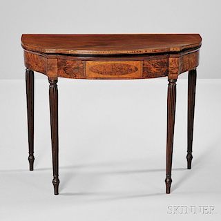 Mahogany Carved and Wavy Birch Inlaid Card Table