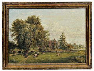 William Rickarby Miller (New York, 1818-1893)      Old Cromwell Farmhouse