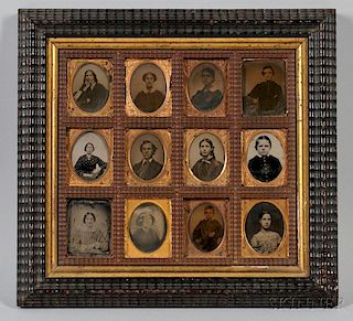 Frame with Twelve Ambrotype and Tintype Photographs