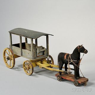 Horse-drawn Covered Carriage Pull Toy