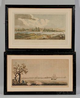 Four Framed Prints of American Cities: Mobile, Alabama; Richmond, Virginia; Portsmouth, New Hampshire; and Charles-Town [sic], South Ca