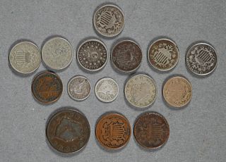 15 US COINS FROM 19C