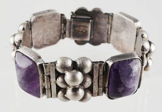 Sterling Modernist Amethyst Bracelet