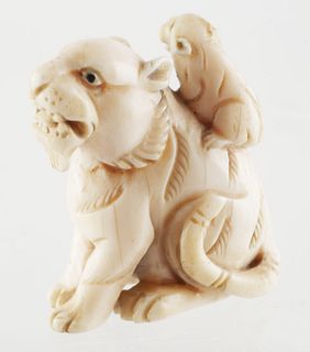 Antique Carved Ivory Netsuke Animal Figure