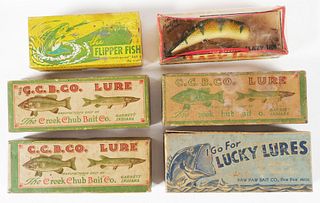 SIX VINTAGE LURES IN BOXES