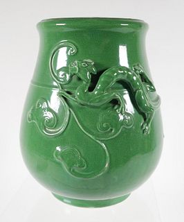 Antique Chinese Green Crackle Porcelain Vase