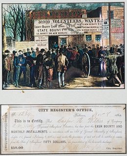 1864 CIVIL WAR MARYLAND VOLS RECEIPT