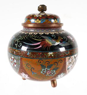 Antique Japanese Cloisonne Lidded Jar