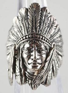 INDIAN CHIEF STERLING SILVER RING