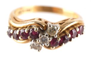 Vintage 14K Diamond and Ruby Ring