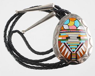 NATIVE AM STYLE MOSAIC BOLO TIE