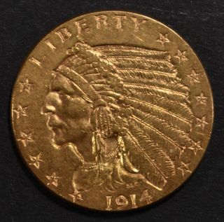 1914 GOLD $2.5 INDIAN  CH/GEM BU