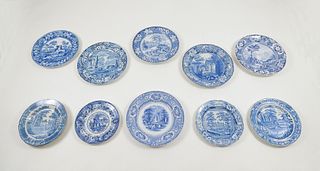 Group English Transfer Decorated Pearlware Plates.